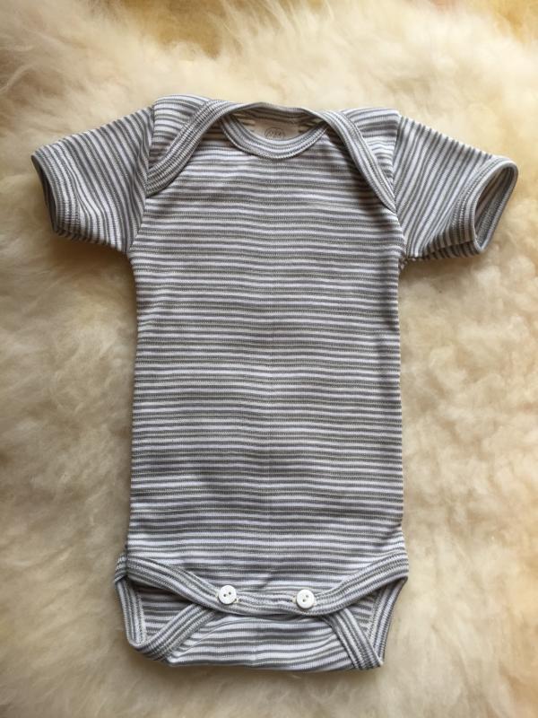 Body Halbarm Bio-Baumwolle und Seide - geringelt